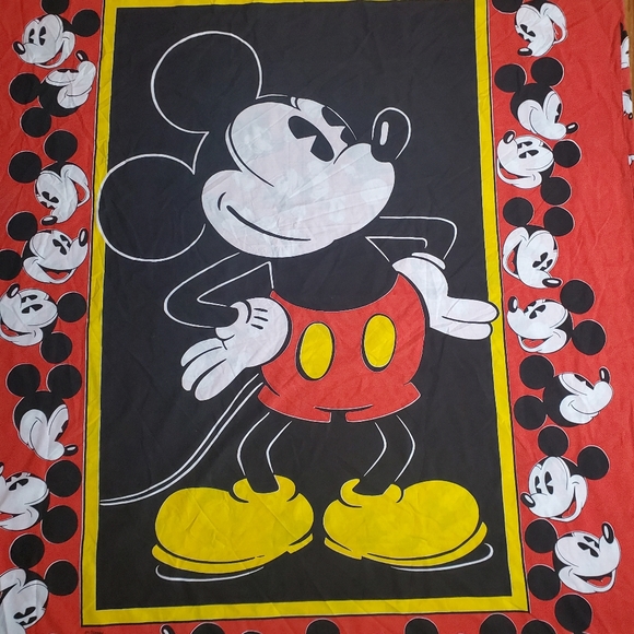 Vintage 90's Disney Mickey Mouse Double Sided Duvet Cover Twin Bedding - Picture 2 of 13